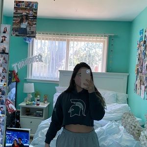 Michigan State Crop Top Hoodie